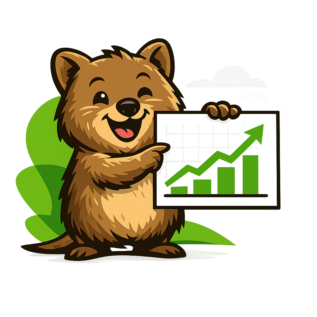 Quokka Hub mascot holding a growth chart
